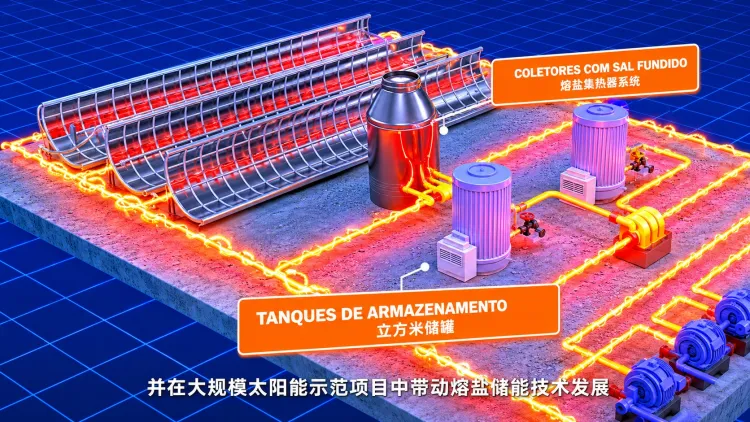  Planta piloto de energia solar concentrada com armazenamento térmico (Fotos: Divulgação)