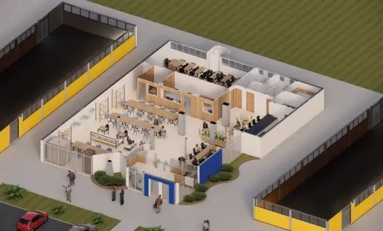 Ilustração de como será o Avexa Hub, próximo à Biblioteca Central